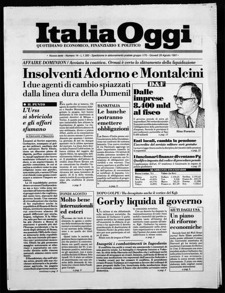 Italia oggi : quotidiano di economia finanza e politica